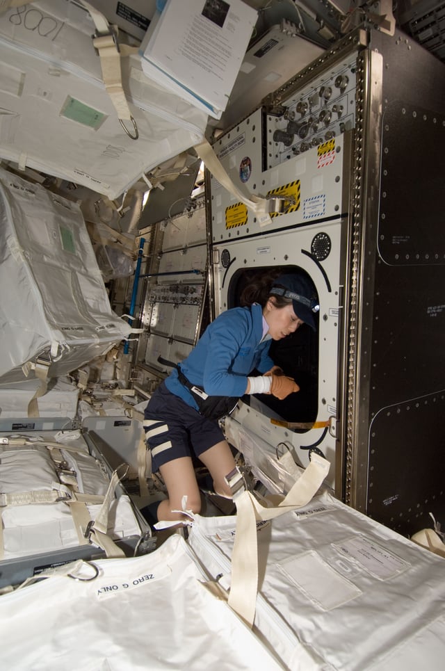 Naoko Yamazaki installing Window Observational Research Facility
