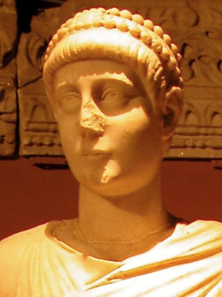 Bust of Emperor Valentinian II, the last reigning member of the Valentinian dynasty