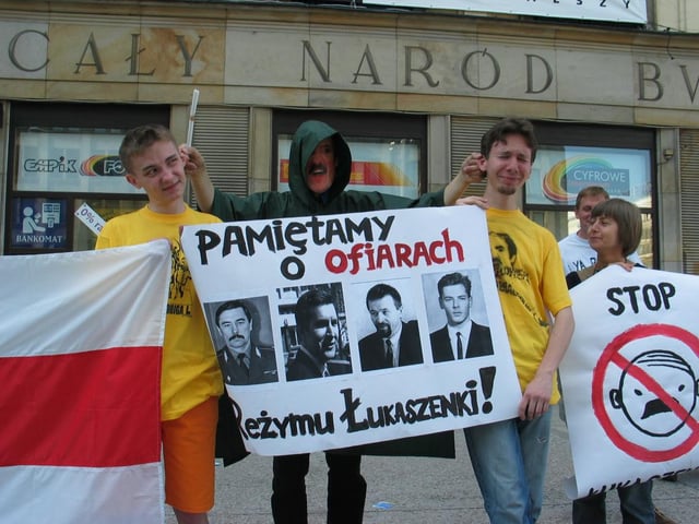 Demonstration in Warsaw, reminding about the disappearances of oppositionals in Belarus.