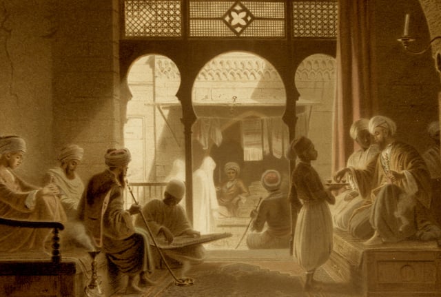 A coffeehouse in Cairo, 18th century.