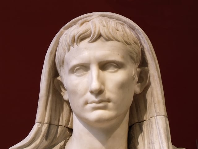 Head of Augustus as Pontifex Maximus, Roman artwork of the late Augustan period, last decade of the 1st century BC