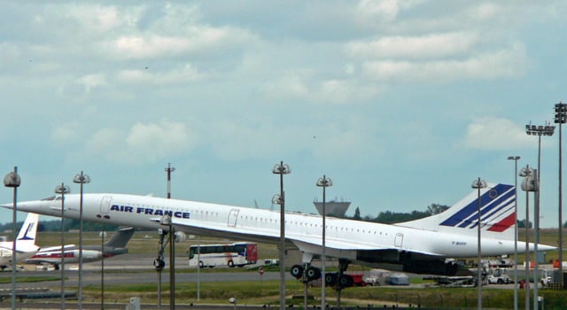 An Air France Concorde. The supersonic commercial aircraft was developed jointly by the United Kingdom and France.