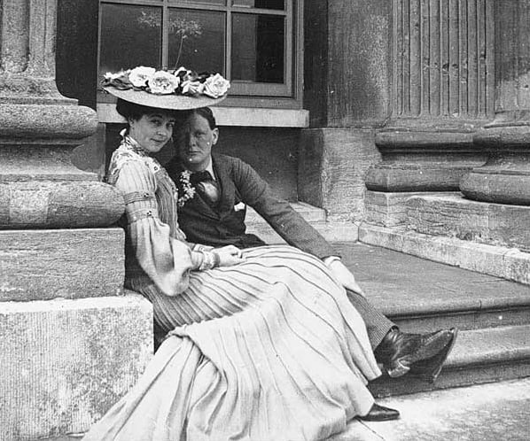 Consuelo and Winston Churchill at Blenheim, 1902.