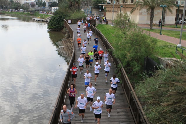 The Tel Aviv Marathon going through Hayarkon Park