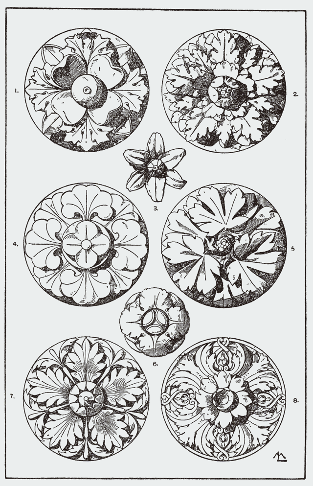 Rosettes are named after the flower-like architectural ornament.