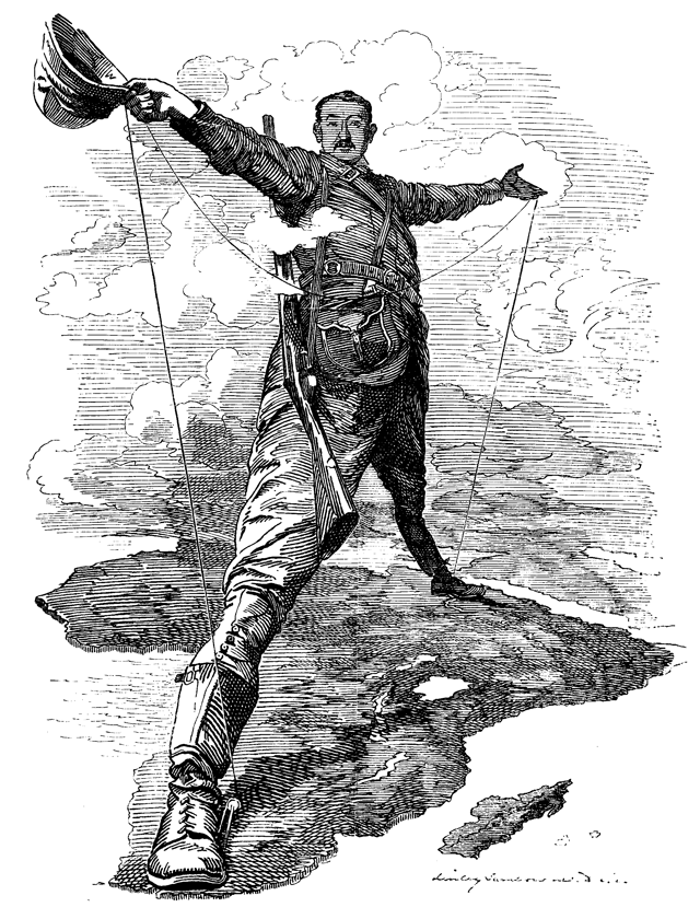 The Rhodes Colossus—Cecil Rhodes spanning "Cape to Cairo"