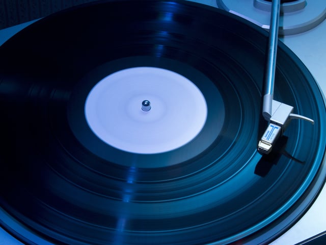 A vinyl LP on a turntable