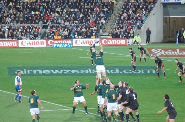 Locks jumping for a ball at a line-out.