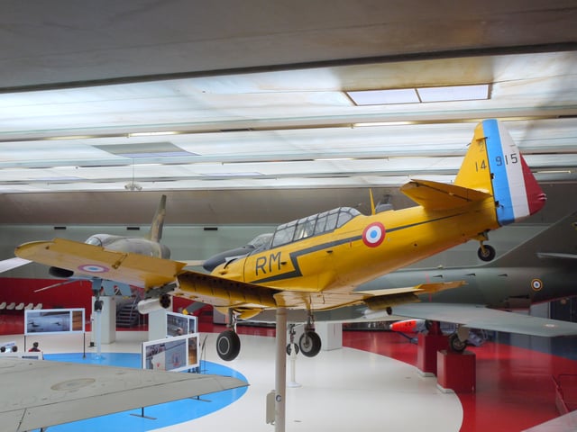 North American T-6 trainer, showing its split flaps