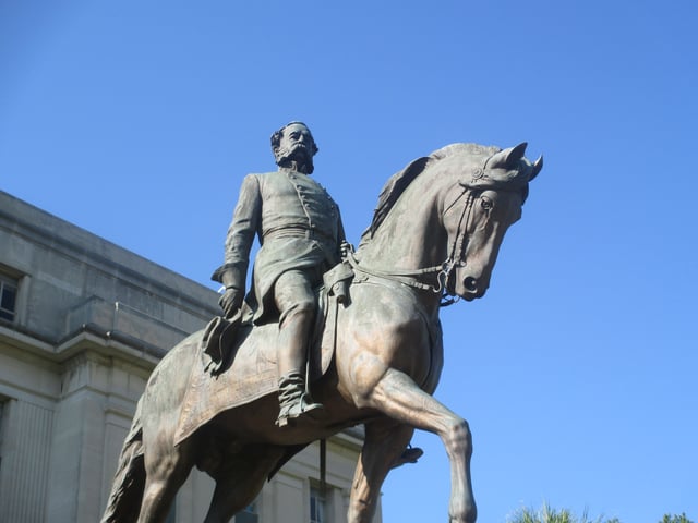 Equestrian statue in Columbia of General and later Governor Wade Hampton, III, known for his opposition to Reconstruction