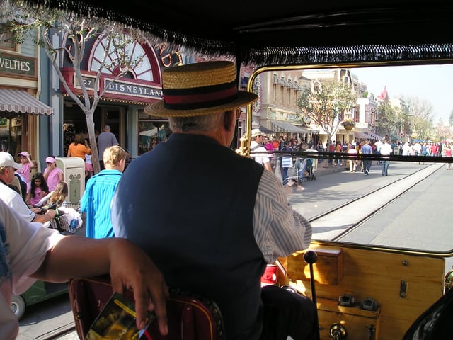 Main Street at Disneyland as seen from a Horseless Carriage