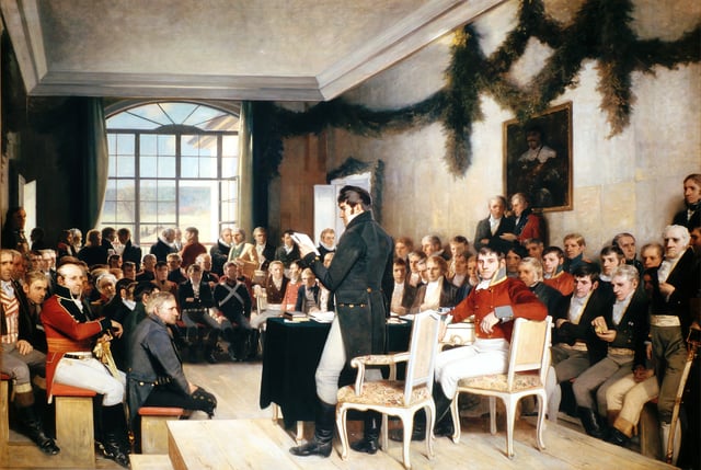 The 1814 constitutional assembly, painted by Oscar Wergeland.