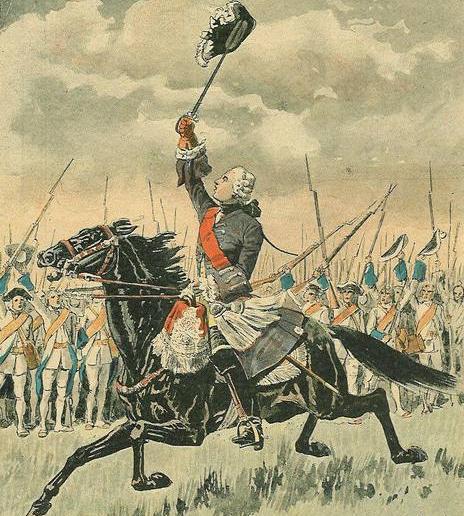 General Lévis encouraging his French army at the battle of Sainte-Foy