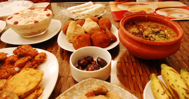 A fast-breaking feast, known as Iftar, is served traditionally with dates