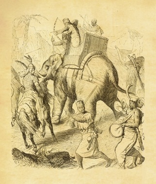 Indian War Elephant with wooden tower.