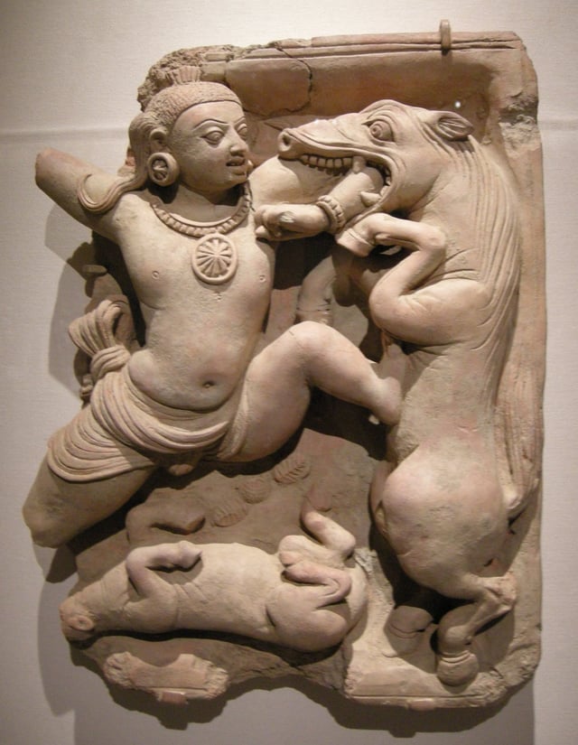 Krishna fighting the horse demon Keshi, 5th century