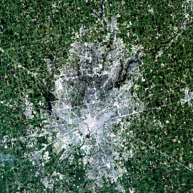 Landsat simulated-color image of the Indianapolis metropolitan area.