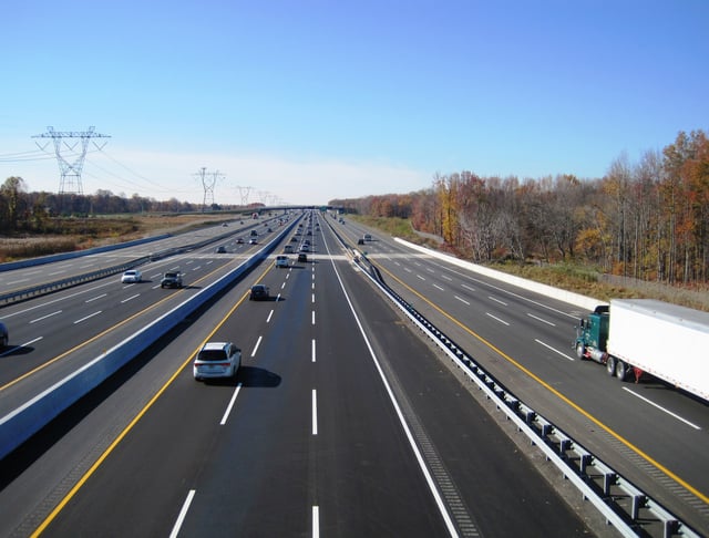 Completed 12-lane roadway from same point as above in November 2014