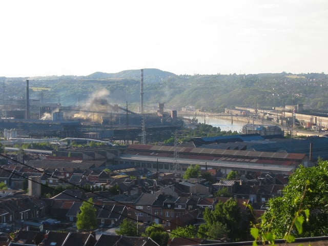 Steelmaking along the Meuse River at Ougrée, near Liège