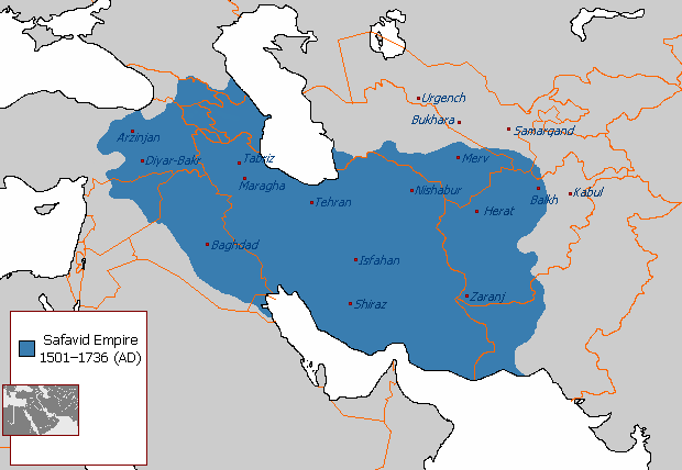 The Safavid Empire at its greatest extent