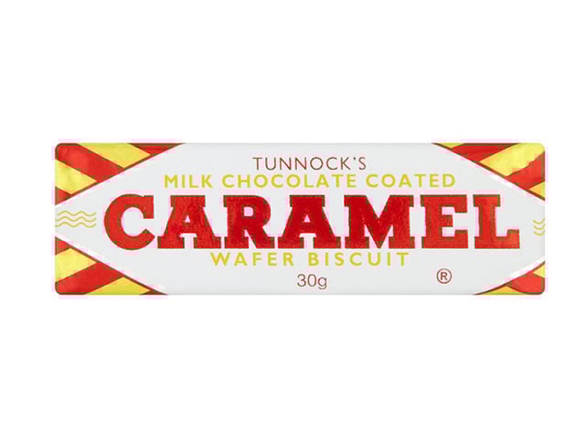 A milk chocolate Tunnock's Caramel Wafer
