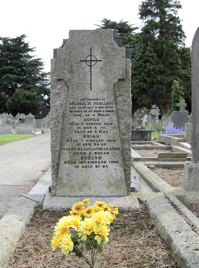 Grave of Brian O'Nolan/Brian Ó Nualláin, his parents and his wife, Deans Grange Cemetery, Dublin
