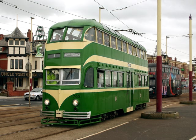 A Double-decker tram in Blackpool