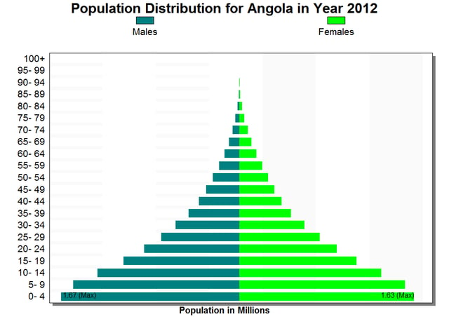 Population Pyramid of Angola in 2012