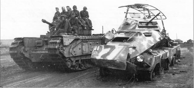 Soviet used Churchill Mk IV Tank at the fourth battle of Kharkov in 1943