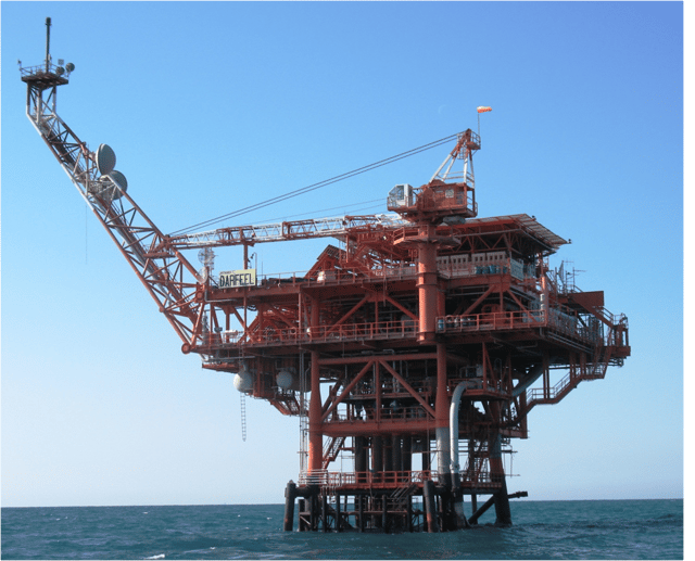 An offshore platform in the Darfeel Gas Field.