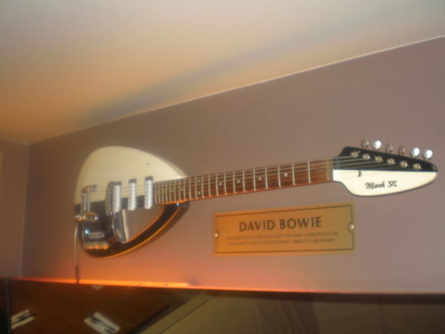 Bowie's Vox Mark VI guitar in the Hard Rock Cafe, Warsaw, Poland