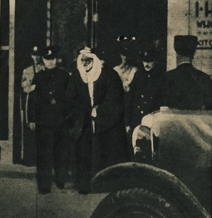 Farhan al-Sa'di following his arrest by British Mandatory police, 1937. He was later executed. Al-Sa'di was a key actor in setting off the revolt with his April 1936 attack on a bus, which left two Jewish passengers dead.
