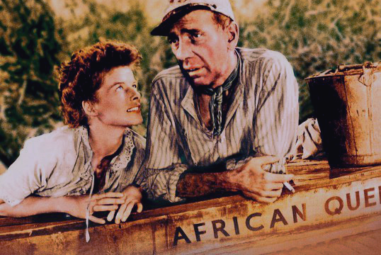With Katharine Hepburn in a promotional image for The African Queen