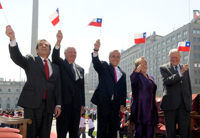 Five presidents of Chile since Transition to democracy (1990–2018), celebrating the Bicentennial of Chile