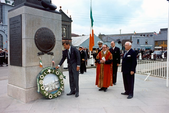Kennedy visiting the John Barry Memorial at Crescent Quay in Wexford, Ireland