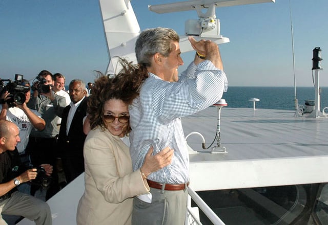 Kerry and Teresa Heinz crossing Lake Michigan on the Lake Express during the 2004 campaign