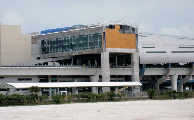 Construction on the now complete Miami Airport Metrorail station as of June 2011
