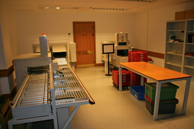 The mechanical book handling system (MBHS) used to deliver requested books from stores to reading rooms.
