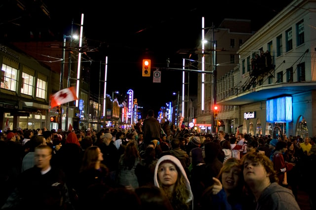 The Granville Entertainment District downtown can attract large crowds to the street's many bars and nightclubs.