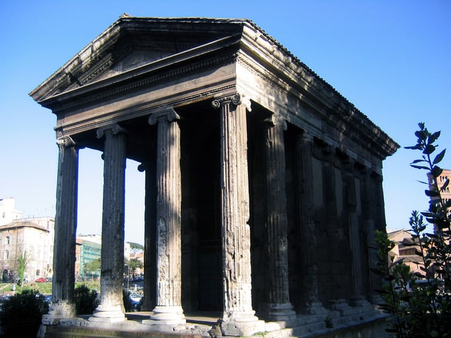 The Temple of Portunus, god of grain storage, keys, livestock and ports. Rome, built between 120–80 BC