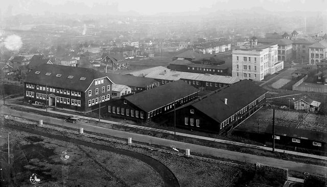 View of the UBC Fairview campus from the roof of King Edward High School (c. 1917) (Vancouver, British Columbia) (photo by Canadian Photo Co.)