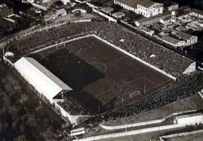An elevated view of the Camp de Les Corts in 1930.