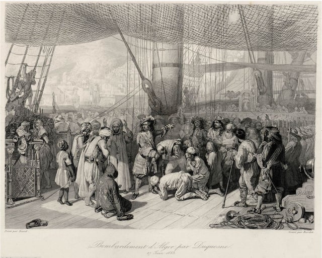 Abraham Duquesne delivering Christian captives in Algiers after the bombing in 1683.