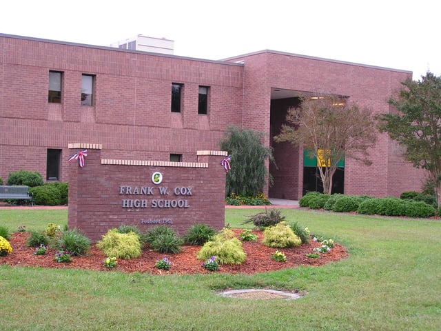 The current building of Frank W. Cox High School