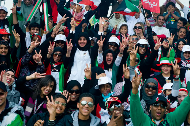 Kuwaiti youth celebrating Kuwait's independence and liberation, 2011