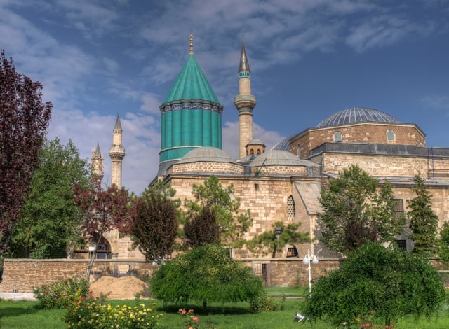 Mevlana Museum in Konya was built by the Seljuk Turks in 1274. Konya was the capital of the Seljuk Sultanate of Rum (Anatolia).