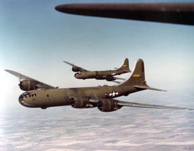 YB-29 Superfortresses in flight.