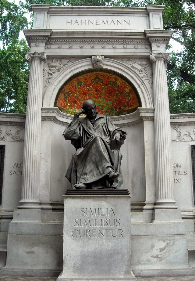 Samuel Hahnemann Monument, Washington D.C. with "Similia Similibus Curentur" - Like cures Like.