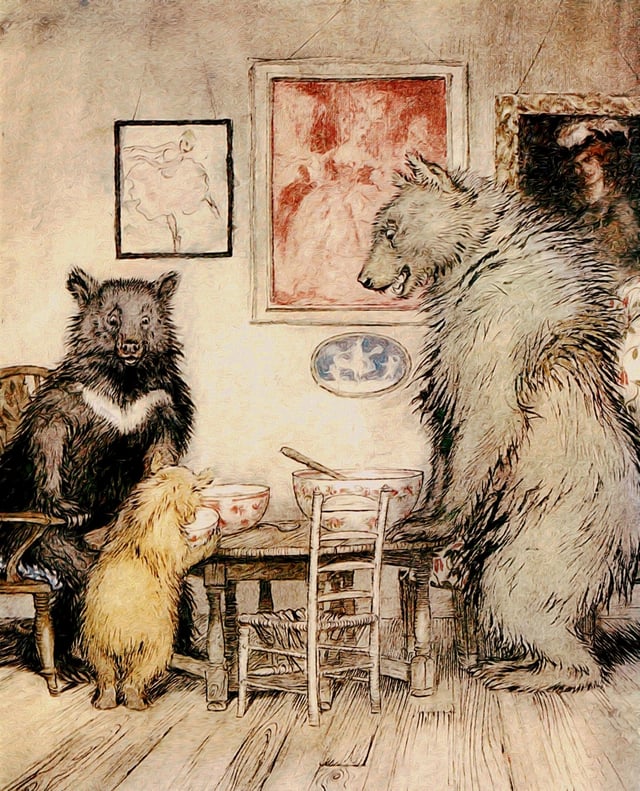 "The Three Bears", Arthur Rackham's illustration to English Fairy Tales, by Flora Annie Steel, 1918