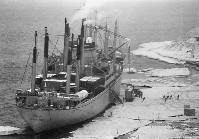 Ice pier during 1983 cargo operations.